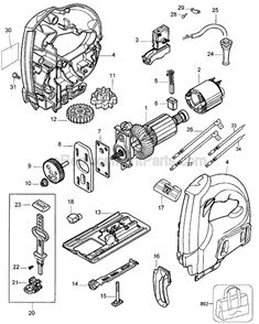 Page A Diagram and Parts List for JS500B Type 2 Black and Decker Jig Saw